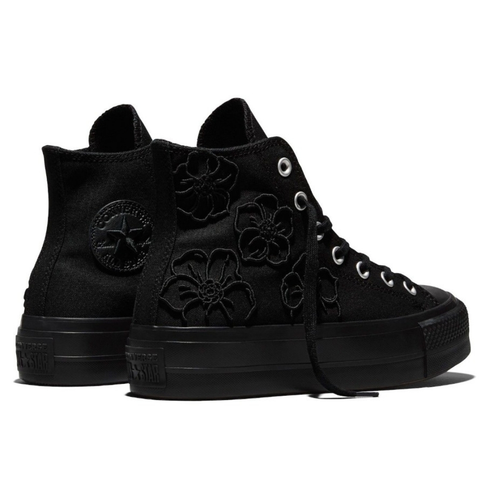 Converse Chuck Taylor All Star Graphic Black Floral Lace-Up High-Top Sneakers - Picture 4 of 9